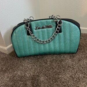 Lux de Ville Rockabilly Pinup Teal Glitter Bag